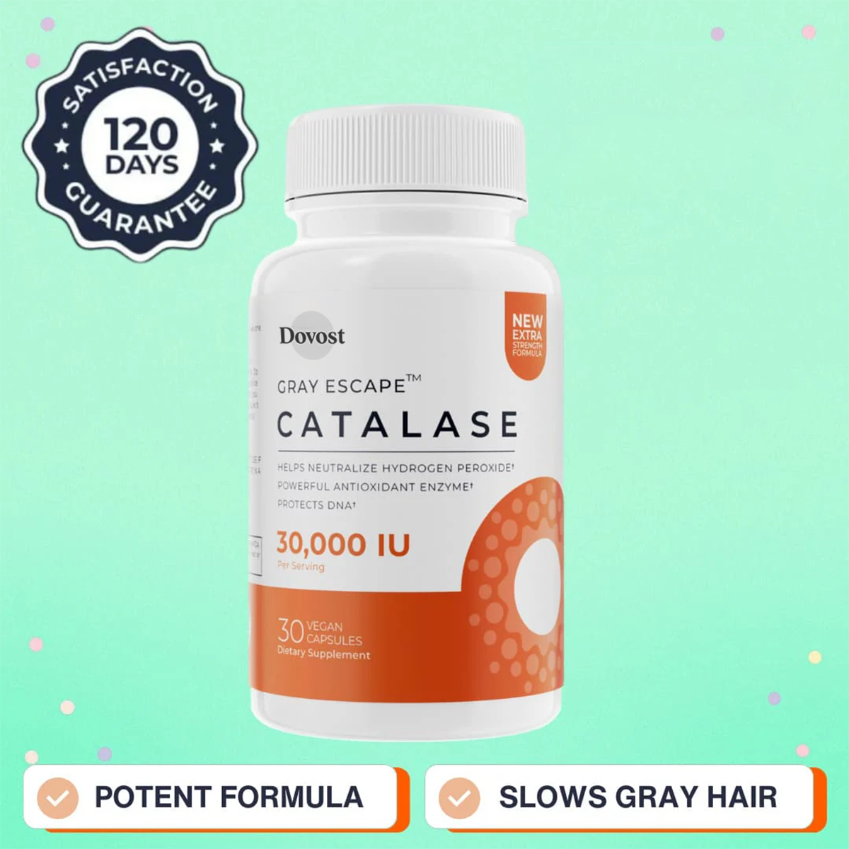 DOVOST Catalase CORE 30,000 - Ultra High Potency For Gray Hair - Vegan